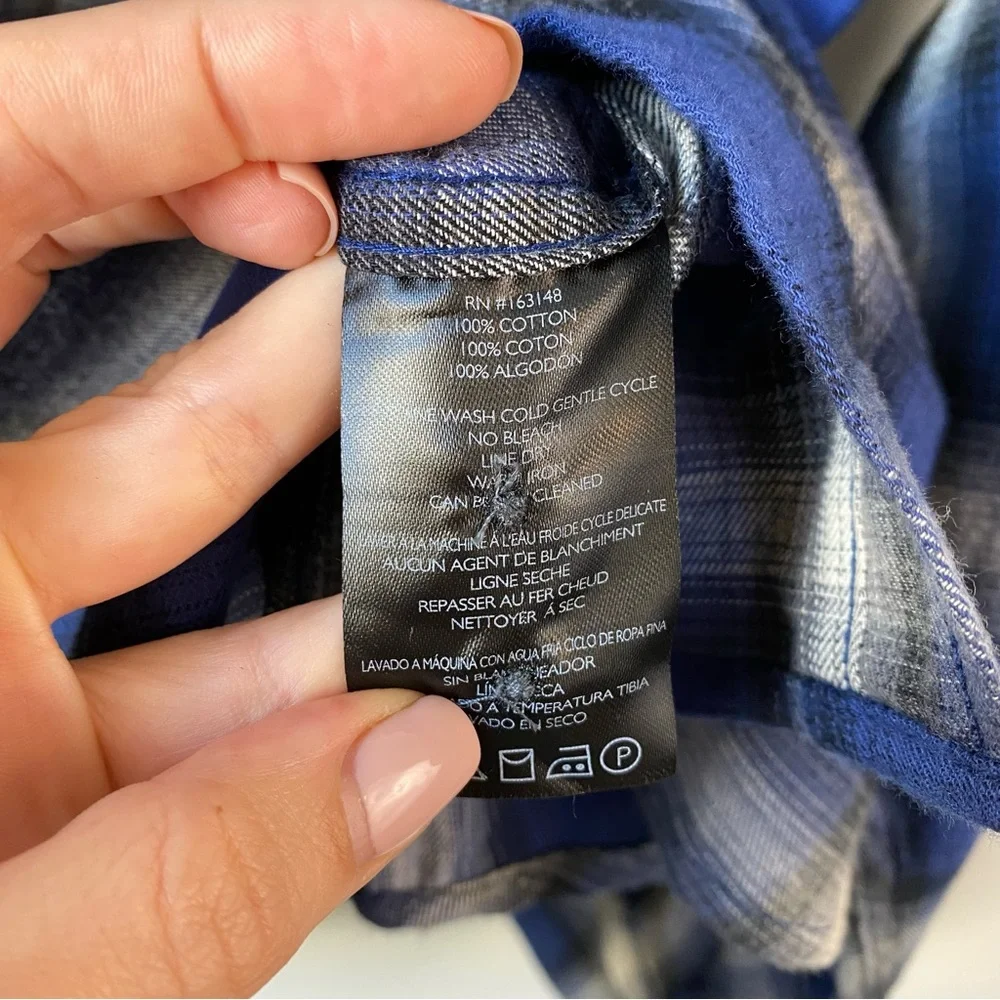Slate & Stone‎ Western Plaid Flannel Shirt Blue M